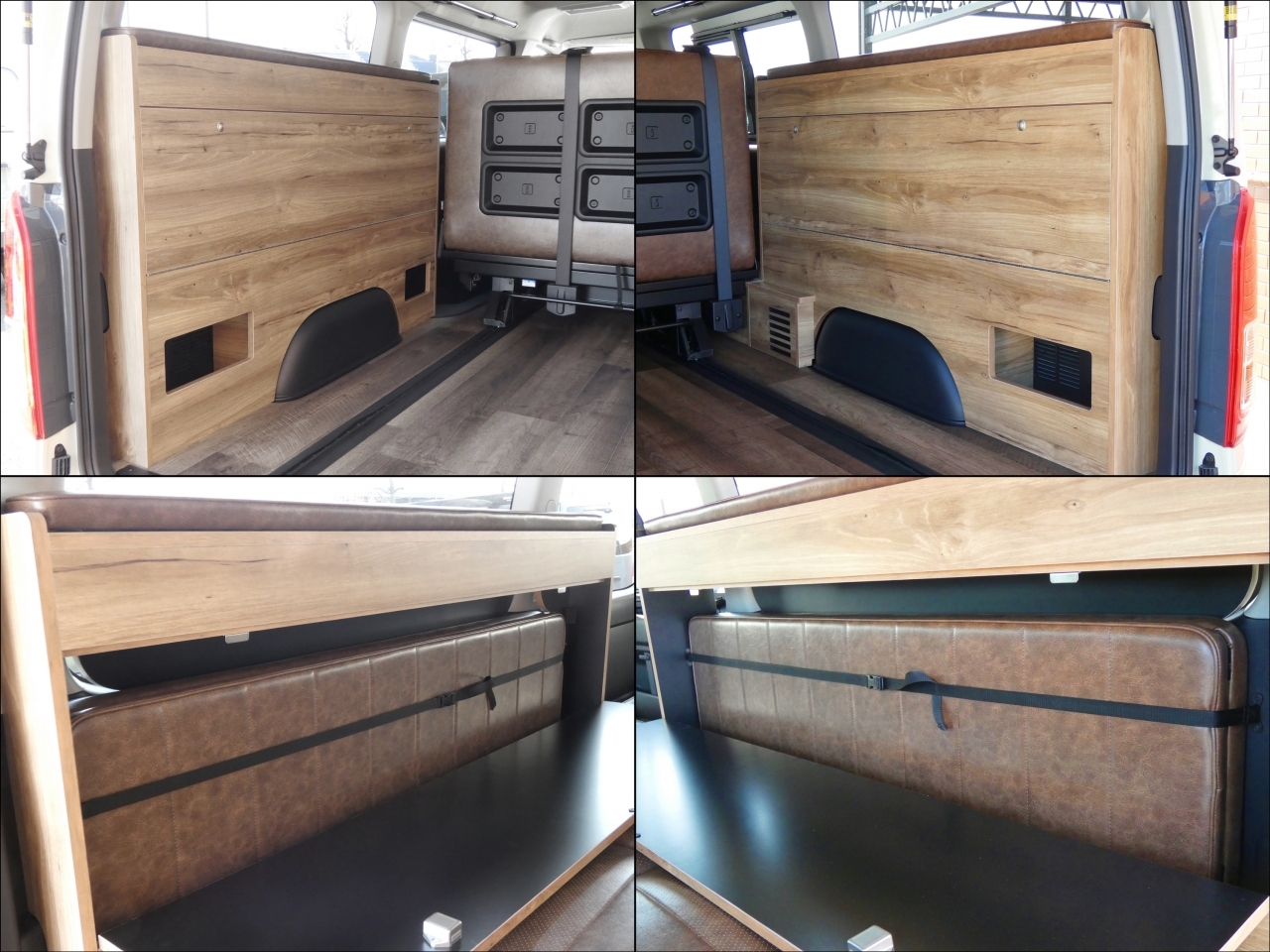 ハイエース 車中泊仕様 3列シート×2段ベッド【FD-BOX W06】 上段のベッドマットはサイド家具に収納可能